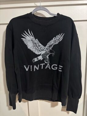 bohme Black Sweatshirt with White Eagle Vintage Graphic